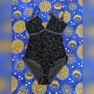 Black velvet bodysuit